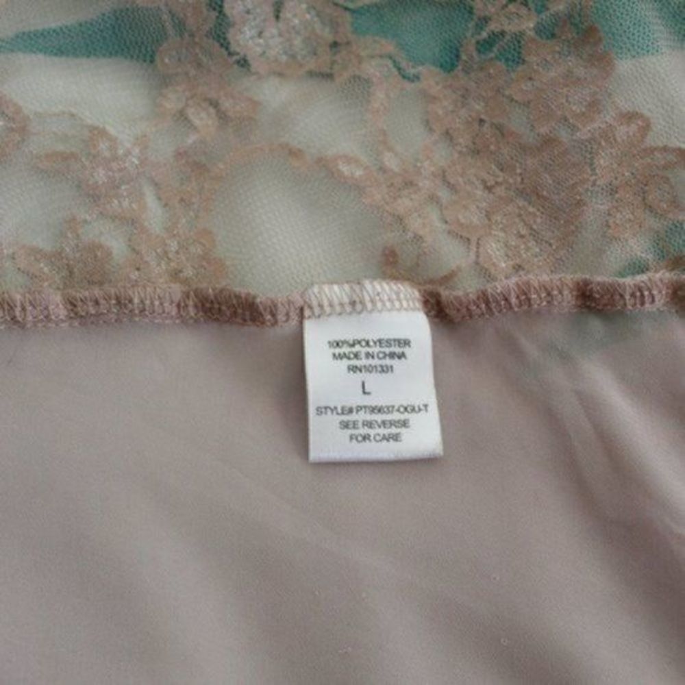 Charlotte Russe sheer mash floral/rose print top/blouse L tan sleeveless - Picture 14 of 16